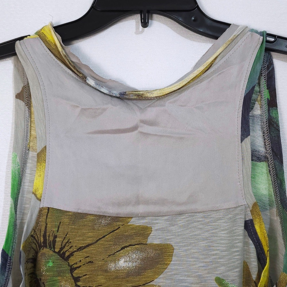 Porridge Anthropologie Floral Tank Top Large Silk Trim Supima Cotton Modal Blend - Picture 5 of 6